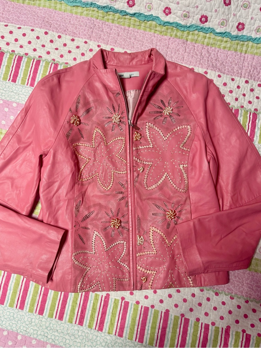 Vintage 2000s Y2K whimsical leather jacket